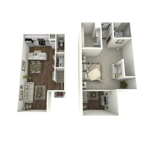 two bedroom apartment floor plans with two living areas at The  Adelene