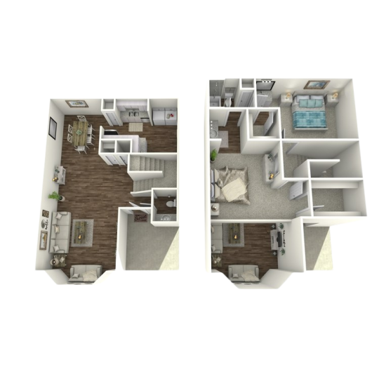 two bedroom floor plans with two bathrooms and two living areas at The  Adelene